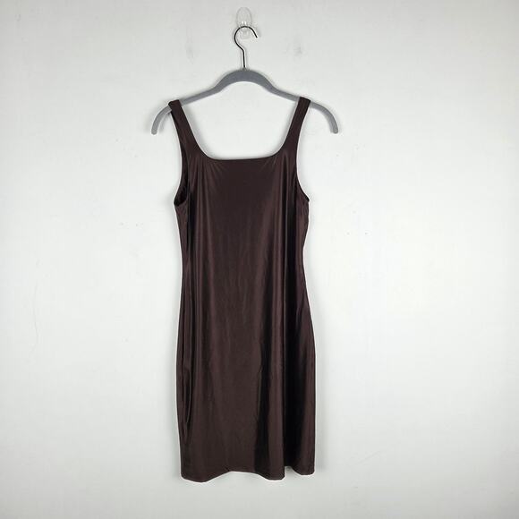 Aritzia Babaton Rich Mocha Brown Satinette Squareneck Mini Dress Sz S Bodycon - Picture 4 of 7